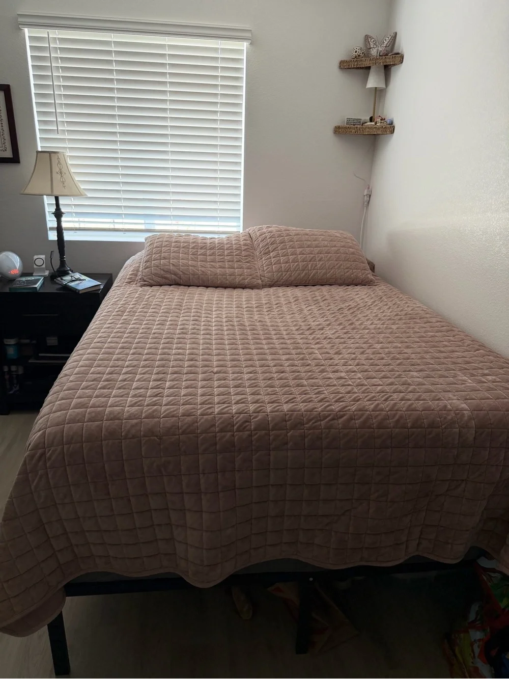 Blush Pink Quilted Velvet Comforter Set